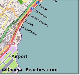 Map of west Nice beaches